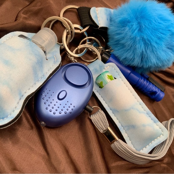 Self Defense Personal Keychain Set Blue Woman/Girl Protection - Picture 2 of 2